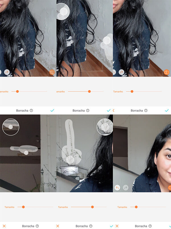 girl selfie editing eraser tool filter