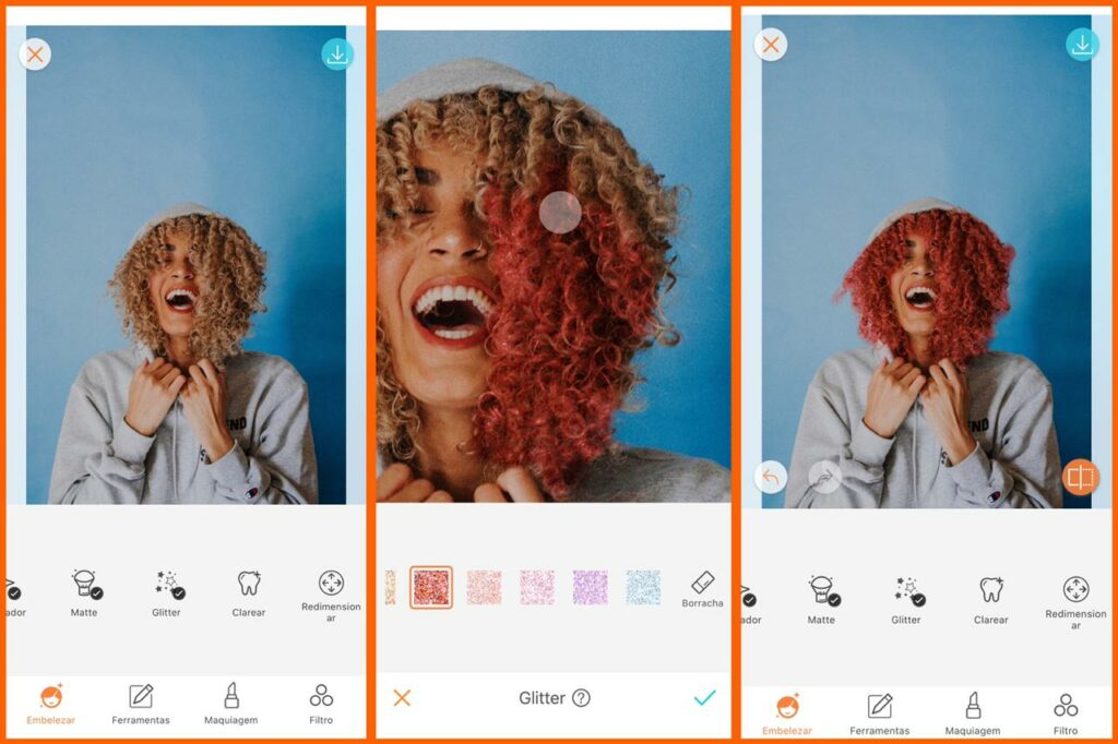 tutorial ferramenta glitter retrato