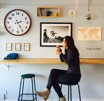 Picture of a woman in a coffee house drinking coffee