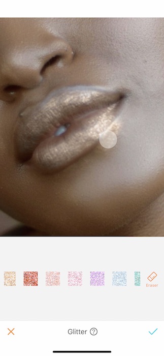 closeup of gold glittery lips