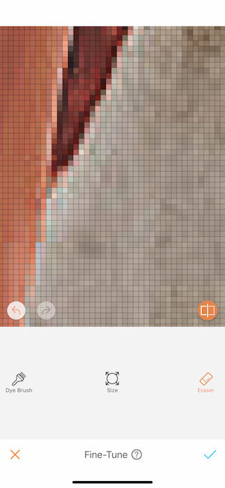 pixelated closeup of orange fabric