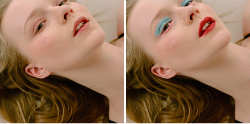 edición de foto de maquillaje usando la herramienta GLitter
