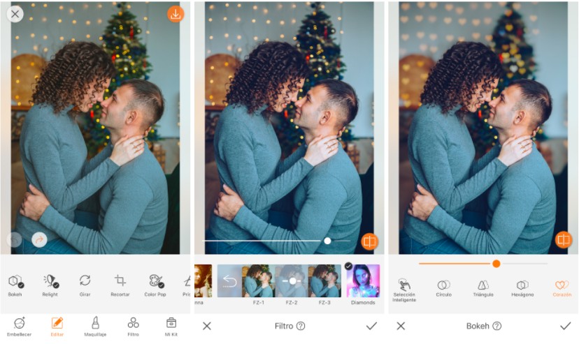 pareja dándose un beso en fotos con vibras de invierno