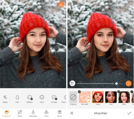 mujer con gorrito rojo de navidad y maquillaje de reno