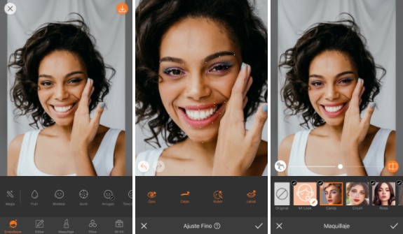 Ajustar el maquillaje en el rostro de una mujer negra con AirBrush