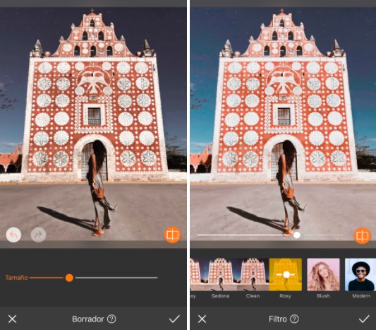 antes y después de usar filtros