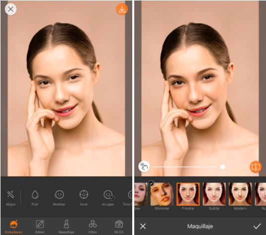 Primer plano da cara de una mujer usando maquillajes