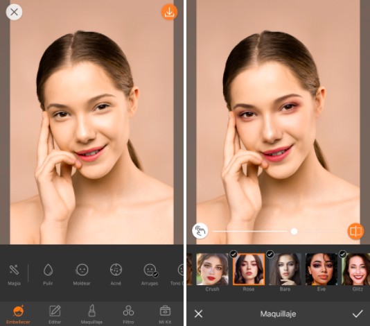 Primer plano da cara de una mujer usando maquillajes