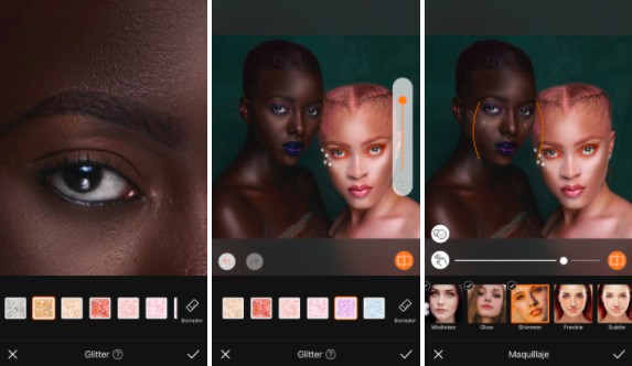 dos mujeres maquilladas de manera exótica