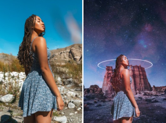 Mujer negra en una foto temática de Star Wars editar