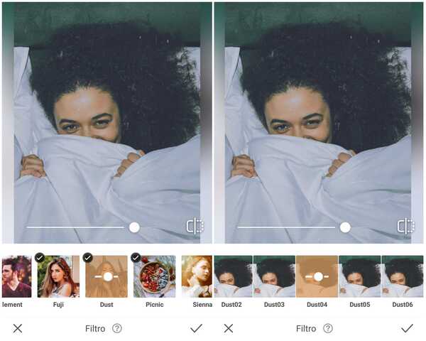 Foto de uma garota de cabelos cacheados embaixo de um edredom branco sendo editada no app AirBrush