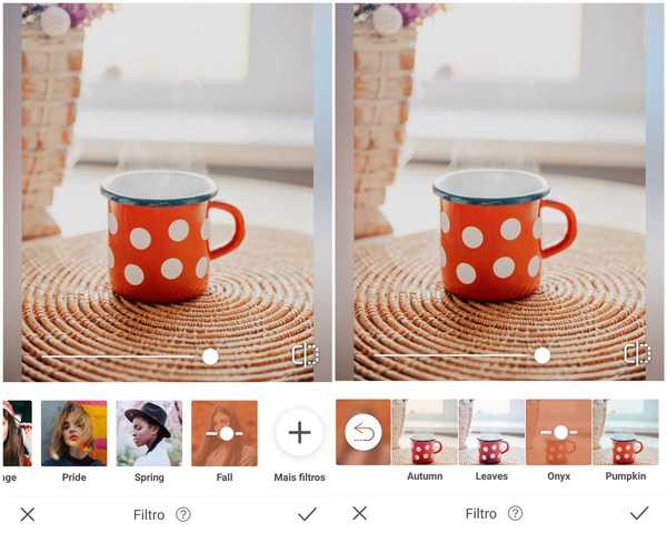 Foto de uma caneca vermelha com bolinhas brancas sendo editada no app AirBrush