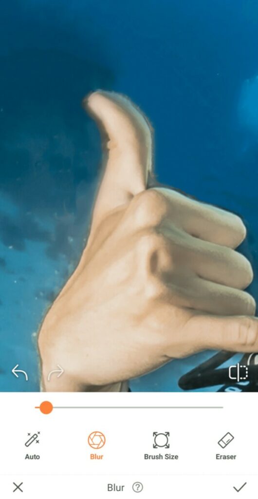 closeup of hand underwater