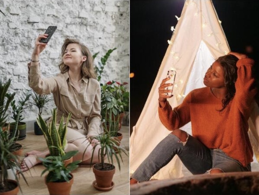 mujeres sacándose una selfie en lugares lindos