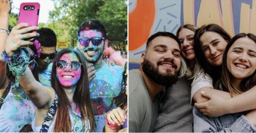 selfies con amigos y pintura