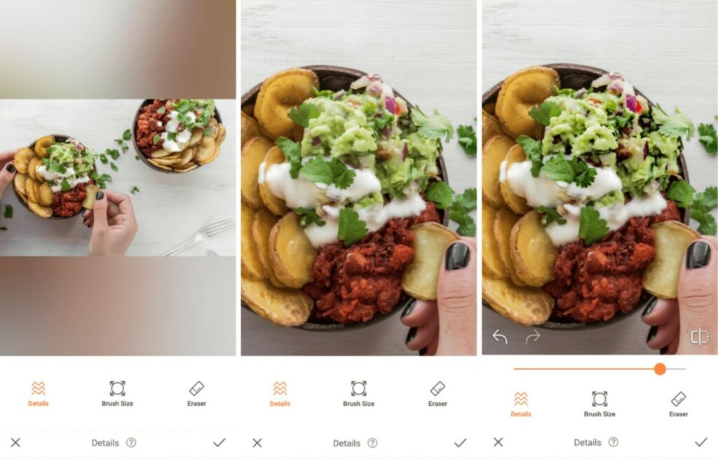 edit foodie photos with Details tool