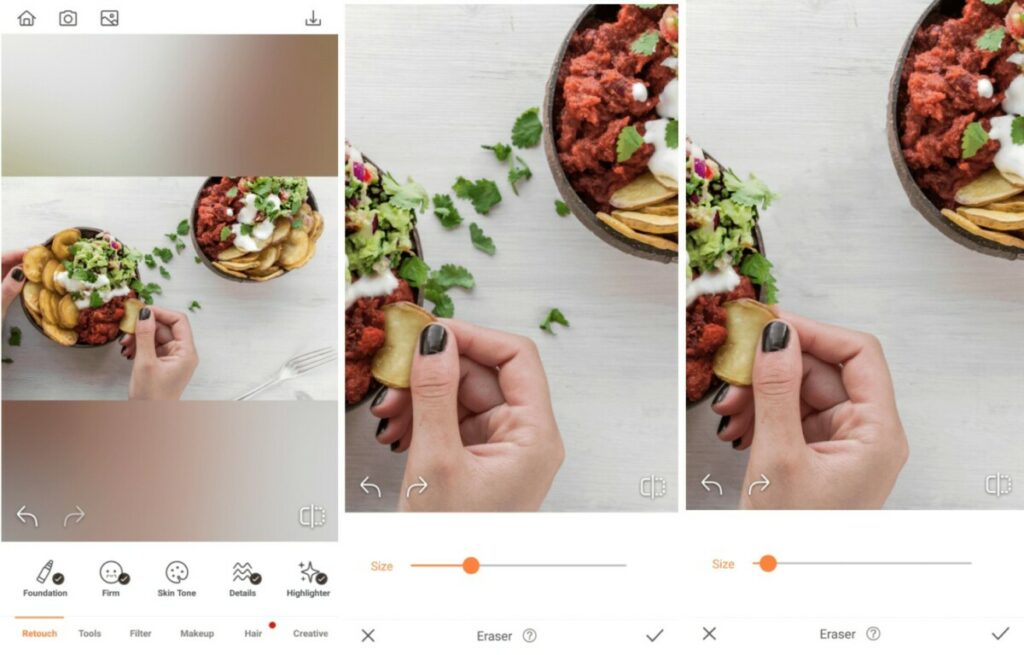 Use Eraser tool to edit foodie photos