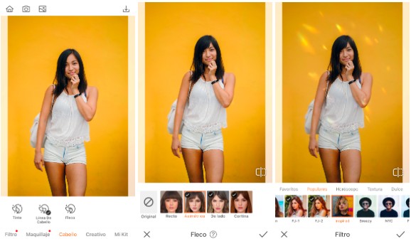 transformación de cabello con fleco