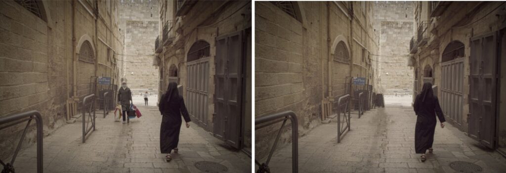 woman in alleyway