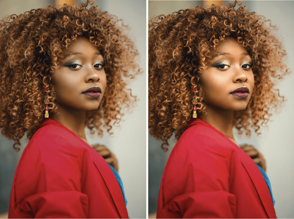 Portrait of a black woman wearing a red jacket