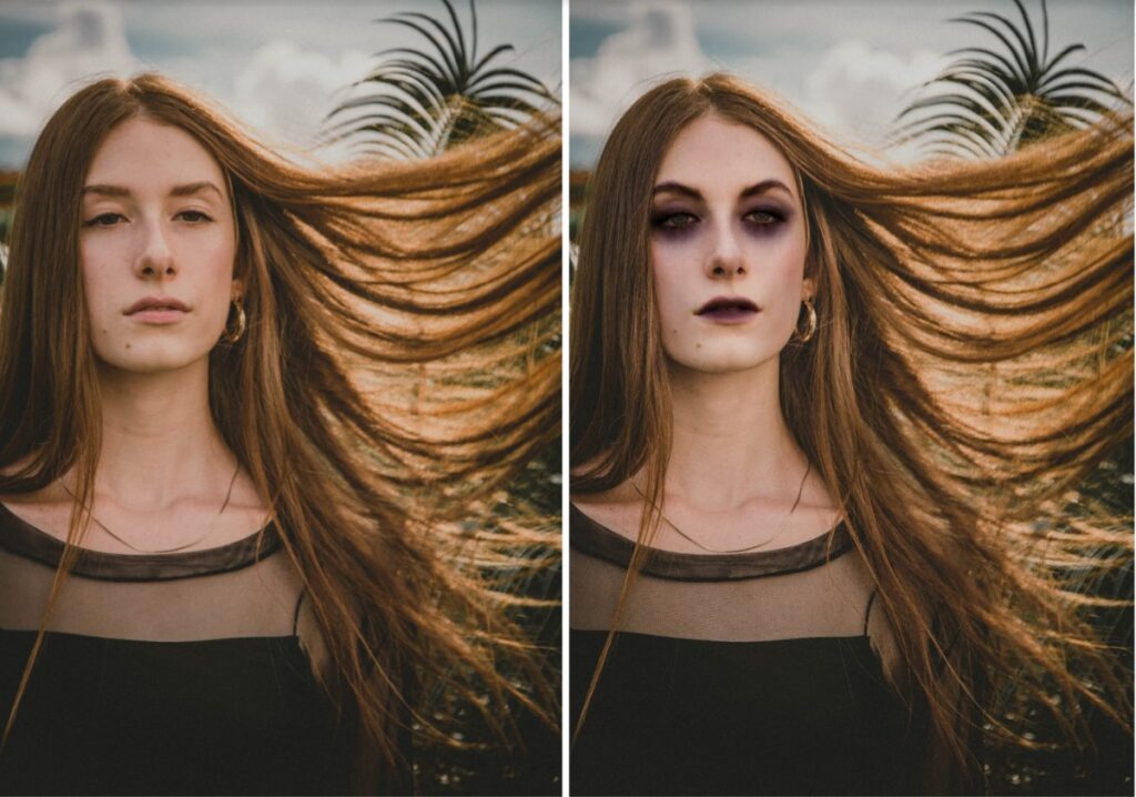 woman's hair blowing in the wind
