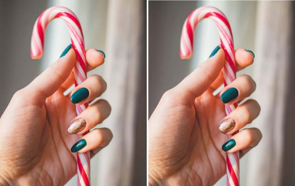 hand holding candy cane