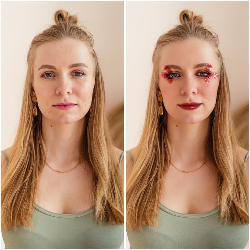 Antes e depois de uma edição feita com o aplicativo do AirBrush