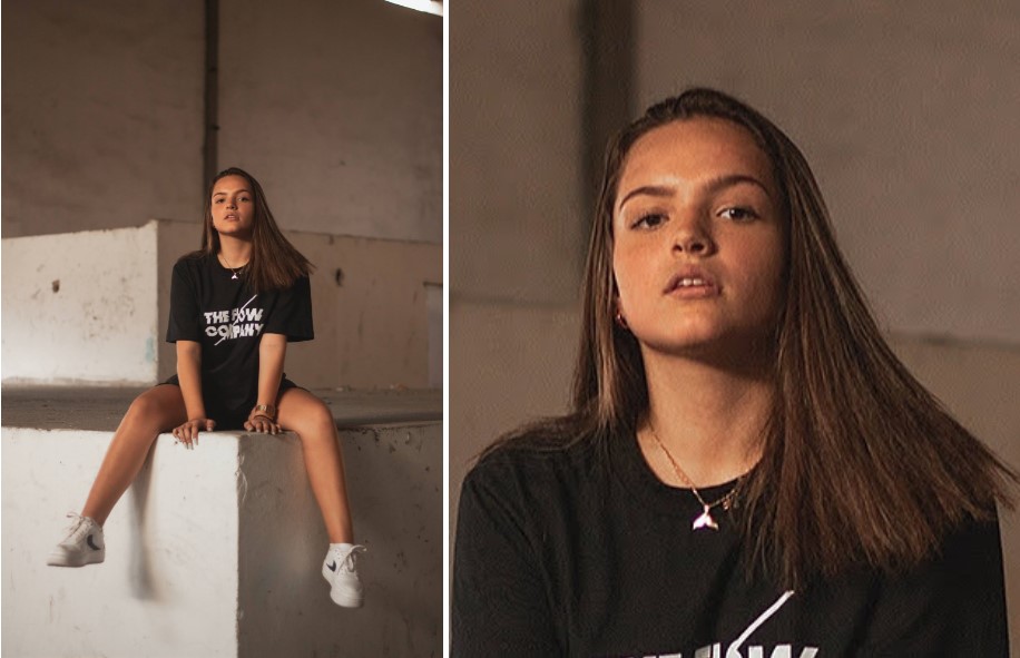 young woman with straight hair